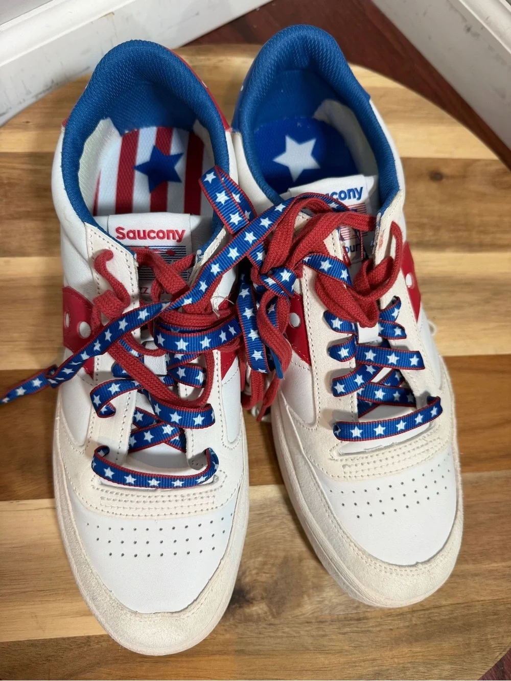 Saucony Jazz Court Spirit of 76 Sneakers Red White Blue USA Star Lace Retro 11